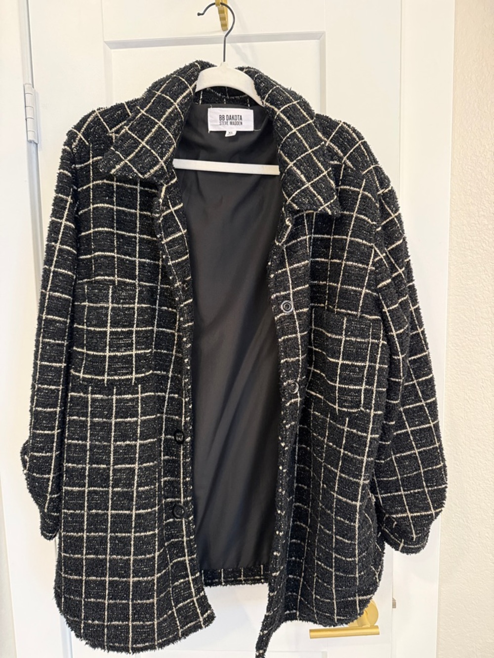 BB Dakota Black and White Windowpane Jacket